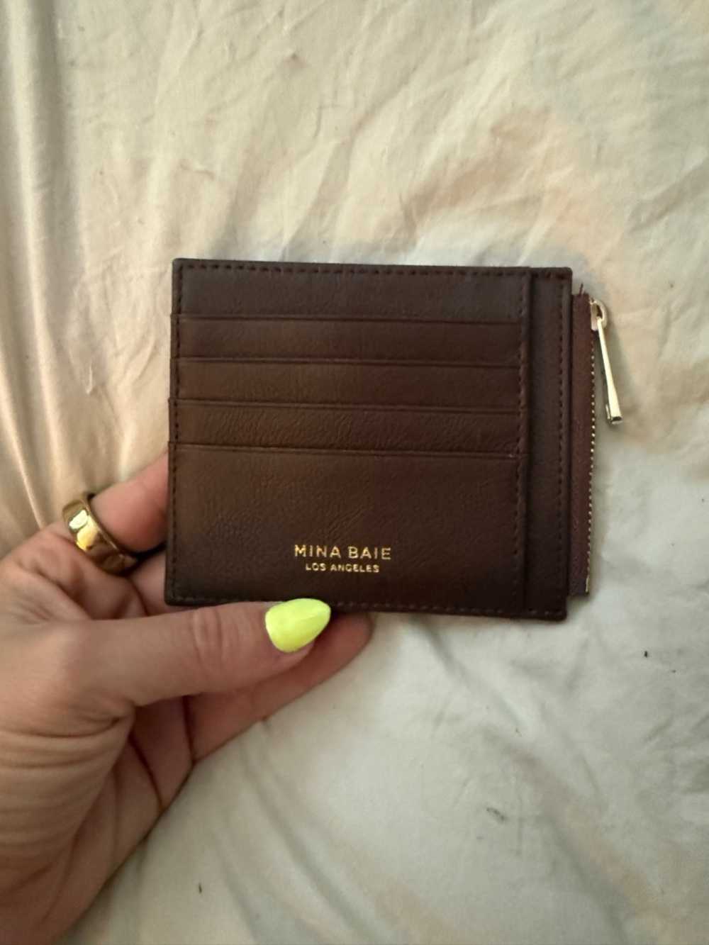 Mina Baie Brown Leather Card Holder Wallet
